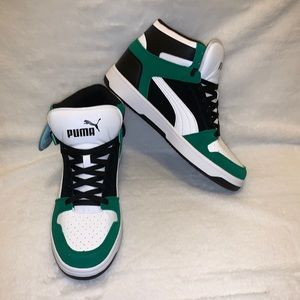 Puma Men’s Rebound Layup SD Shoes Sz 10.5 Black-White-Amazon Green New W/Box